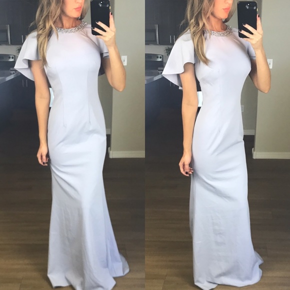 JS Boutique Dresses & Skirts - JS Boutique Embellished Crew Neck Flutter Gown